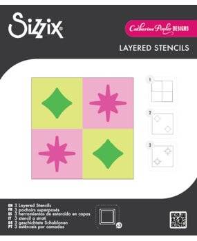 Sizzix Catherine Pooler Mini Layered Stencils Retro Star (667169)