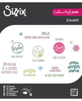 Sizzix Catherine Pooler Clear Stamps Warm Winter Wishes Sentiments (667172)