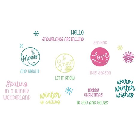 Sizzix Catherine Pooler Clear Stamps Warm Winter Wishes Sentiments (667172)