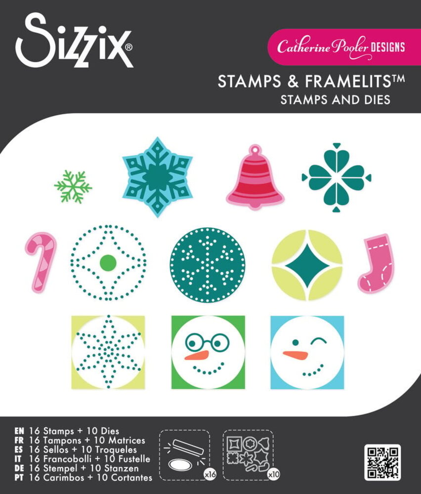 Sizzix Catherine Pooler Clear Stamps with Framelits Around the Holidays (667173)