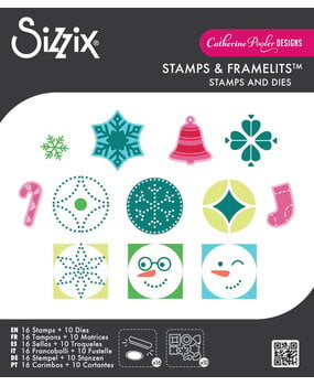 Sizzix Catherine Pooler Clear Stamps with Framelits Around the Holidays (667173)