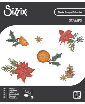 Sizzix Clear Stamps Poinsettia and Pine (667122)