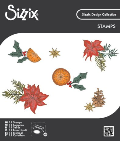 Sizzix Clear Stamps Poinsettia and Pine (667122)