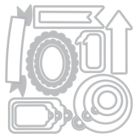 Sizzix Framelits Die Set Banners, Tags & Labels (667147)