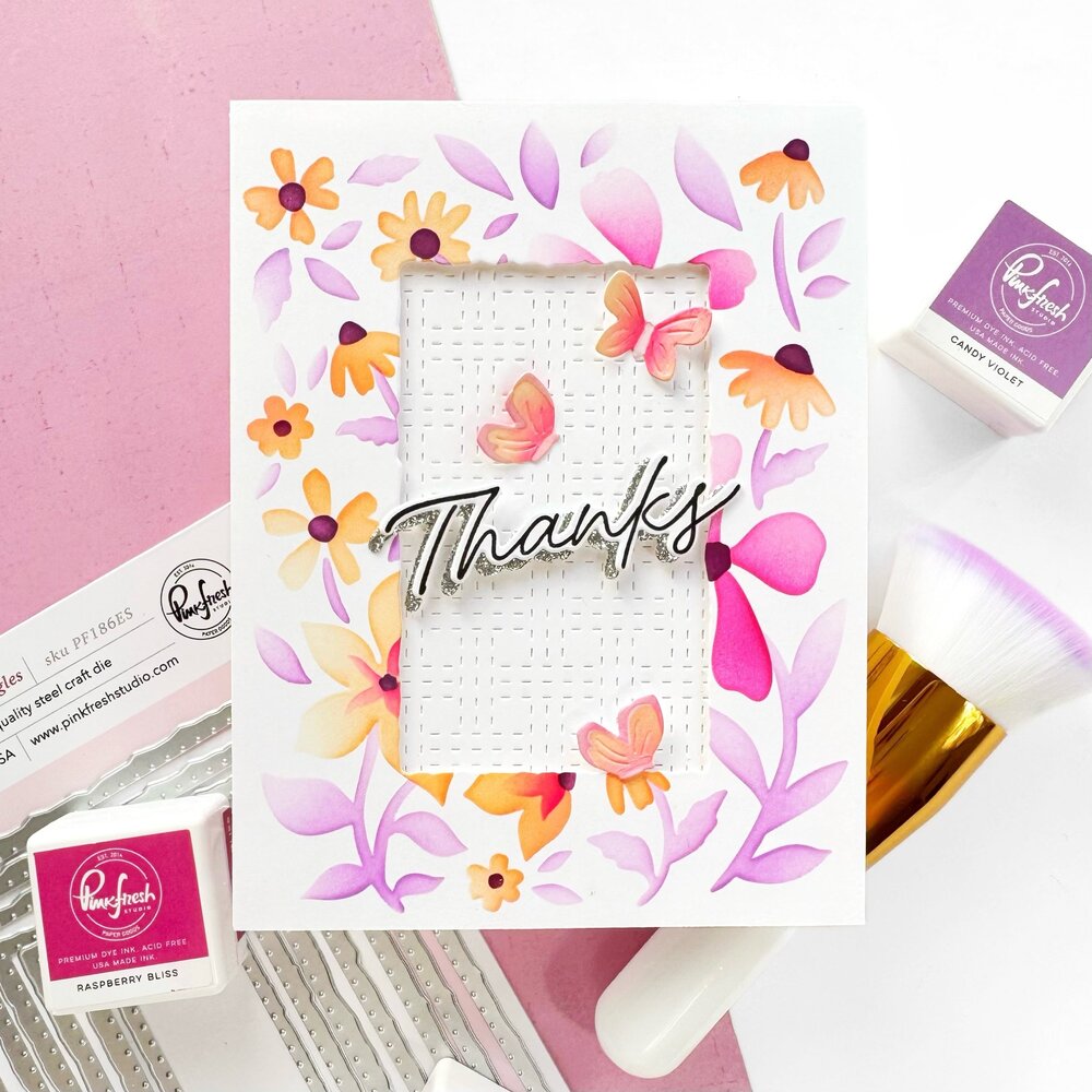 Pinkfresh Studio PRE-ORDER Quiet Moments Stencil Wildflower Notes (330526)