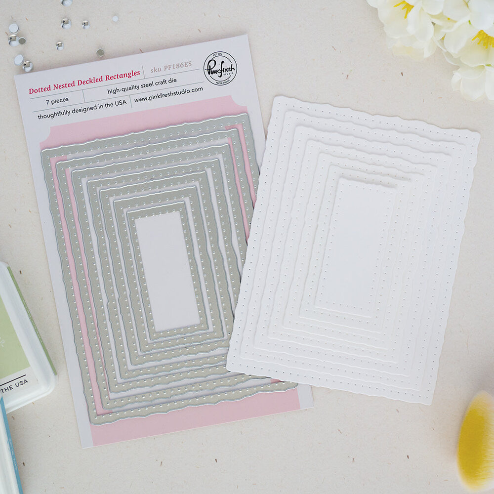 Pinkfresh Studio PRE-ORDER Quiet Moments Die Dotted Nested Deckled Rectangles (PF186ES)