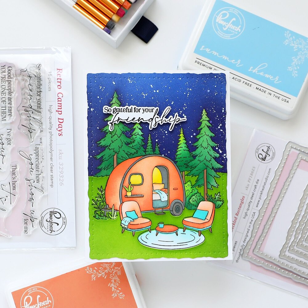 Pinkfresh Studio PRE-ORDER Quiet Moments Stamp Retro Camp Days (329326)