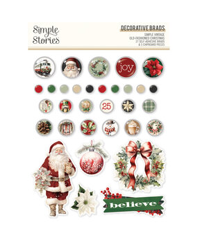 Simple Stories Simple Vintage Old-Fashioned Christmas Decorative Brads (27631) Simple Stories Simple Vintage Old-Fashioned Christmas Decorative Brads (27631)