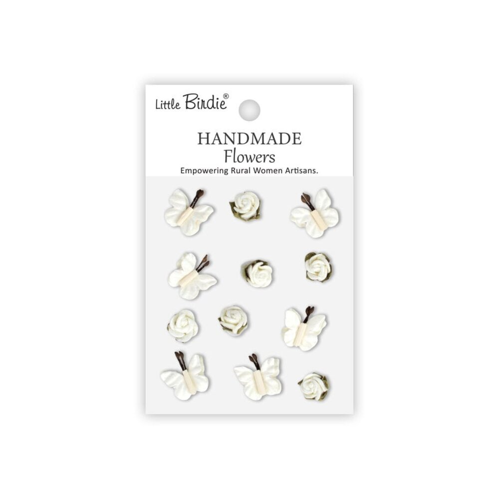 Little Birdie Handmade Flowers Roses & Butterflies Ivory Pearl (CR103304)