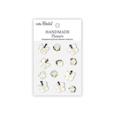 Little Birdie Handmade Flowers Roses & Butterflies Ivory Pearl (CR103304)