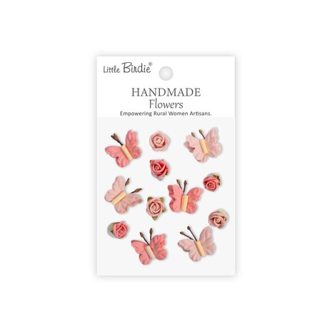 Little Birdie Handmade Flowers Roses & Butterflies Pink Passion (CR103308) Little Birdie Handmade Flowers Roses & Butterflies Pink Passion (CR103308)
