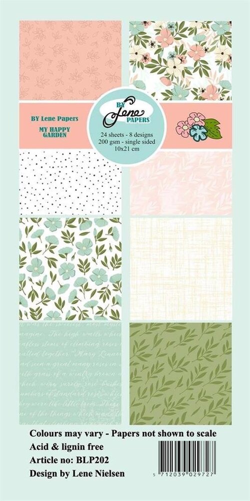 By Lene My Happy Garden Slimline Paper Pack (BLP202) By Lene My Happy Garden Slimline Paper Pack (BLP202)