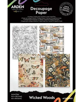 Arden Creative Studio Wicked Woods 6x8 Inch Decoupage Paper (12pcs) by Katie Pertiet (ACSDP0005) Arden Creative Studio Wicked Woods 6x8 Inch Decoupage Paper (12pcs) by Katie Pertiet (ACSDP0005)