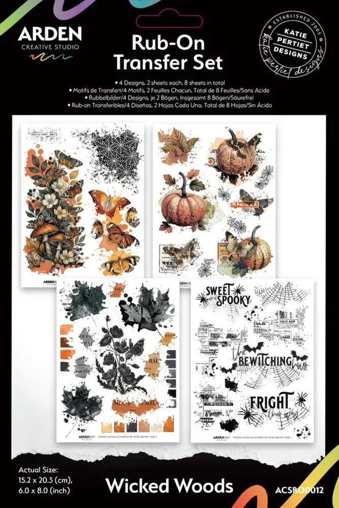 Arden Creative Studio Wicked Woods 6x8 Inch Rub-On Transfer Set by Katie Pertiet (ACSRO0012) Arden Creative Studio Wicked Woods 6x8 Inch Rub-On Transfer Set by Katie Pertiet (ACSRO0012)