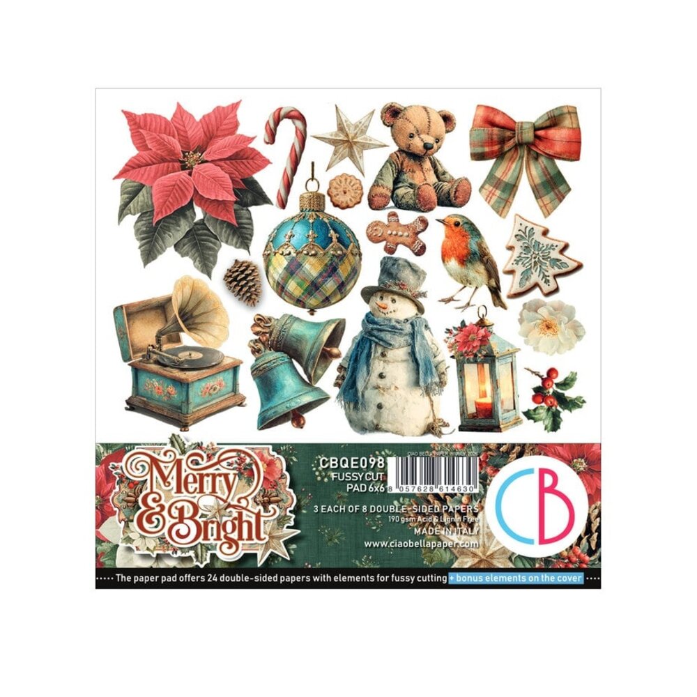 Ciao Bella Papercrafting Merry & Bright 6x6 Inch Paper Pad (CBQE098)