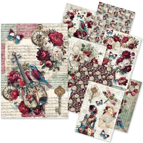Ciao Bella Papercrafting Bohemian Burgundy A5 Mixed Rice Papers (CBRS046)