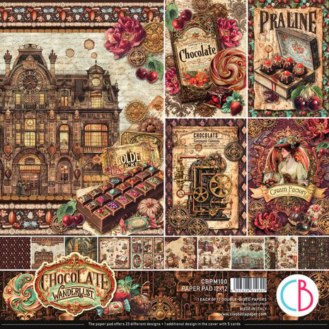 Ciao Bella Papercrafting The Chocolate Factory 12x12 Inch Paper Pad (CBPM100)