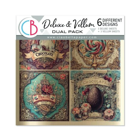 Ciao Bella Papercrafting The Chocolate Factory 6x6 Inch Deluxe Paper & Vellum Dual Pack (CBXQ013)