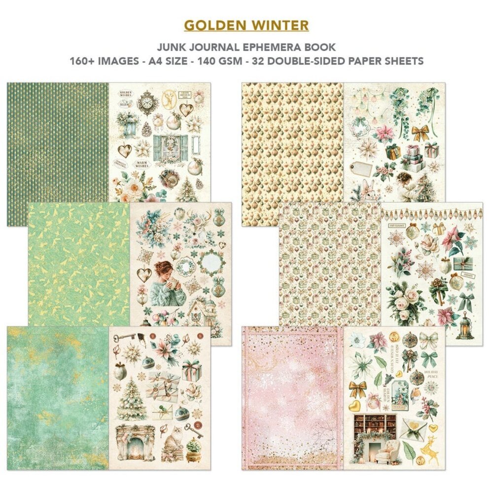 Ciao Bella Papercrafting Golden Winter A4 Junk Journal Ephemera Book (CBB032)
