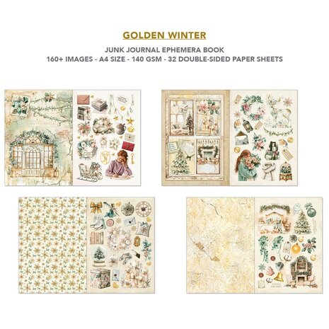 Ciao Bella Papercrafting Golden Winter A4 Junk Journal Ephemera Book (CBB032)