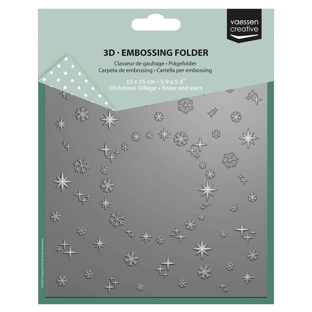 Vaessen Creative 3D Embossing Folder Sneeuw & Sterren (3625-0604)