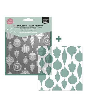 Vaessen Creative 3D Embossing Folder & Stencil Kerstballen (3625-0607)