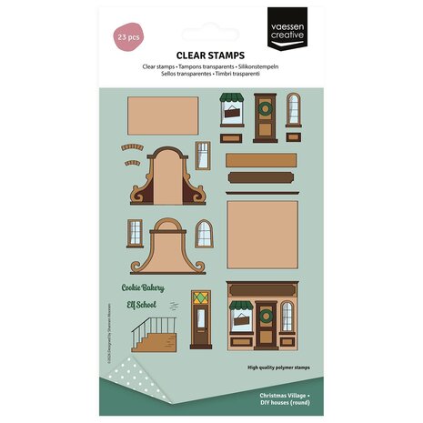 Vaessen Creative A5 Clear Stamp Set DIY Klokgevelhuisjes (3625-0616)