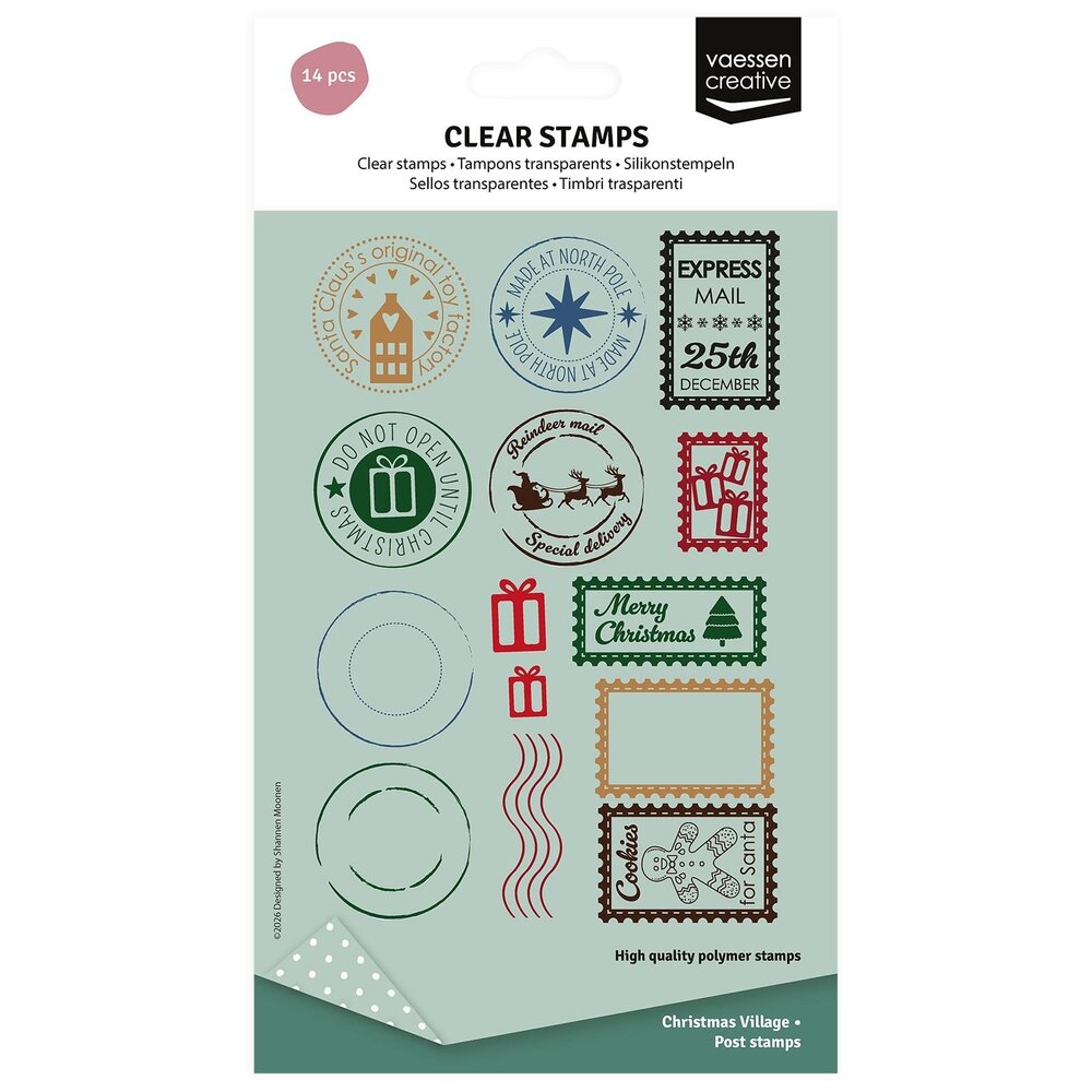 Vaessen Creative A6 Clear Stamp Set Kerst Postzegels (3625-0619) Vaessen Creative A6 Clear Stamp Set Kerst Postzegels (3625-0619)