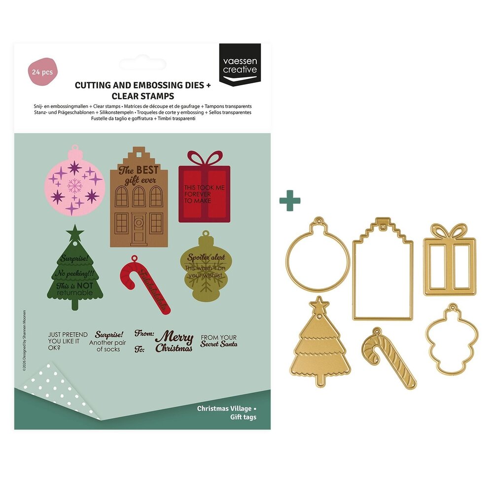 Vaessen Creative Stamp & Dies Cadeaulabels Kerst (3625-0621)
