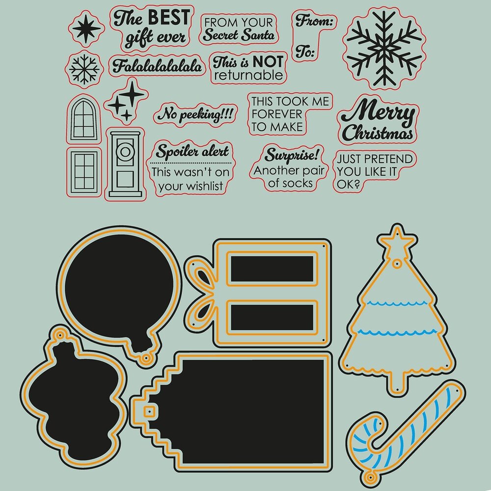 Vaessen Creative Stamp & Dies Cadeaulabels Kerst (3625-0621)