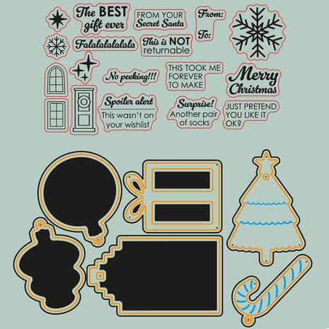 Vaessen Creative Stamp & Dies Cadeaulabels Kerst (3625-0621)
