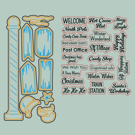 Vaessen Creative Stamp & Dies Noordpool Wegwijzers (3625-0622)