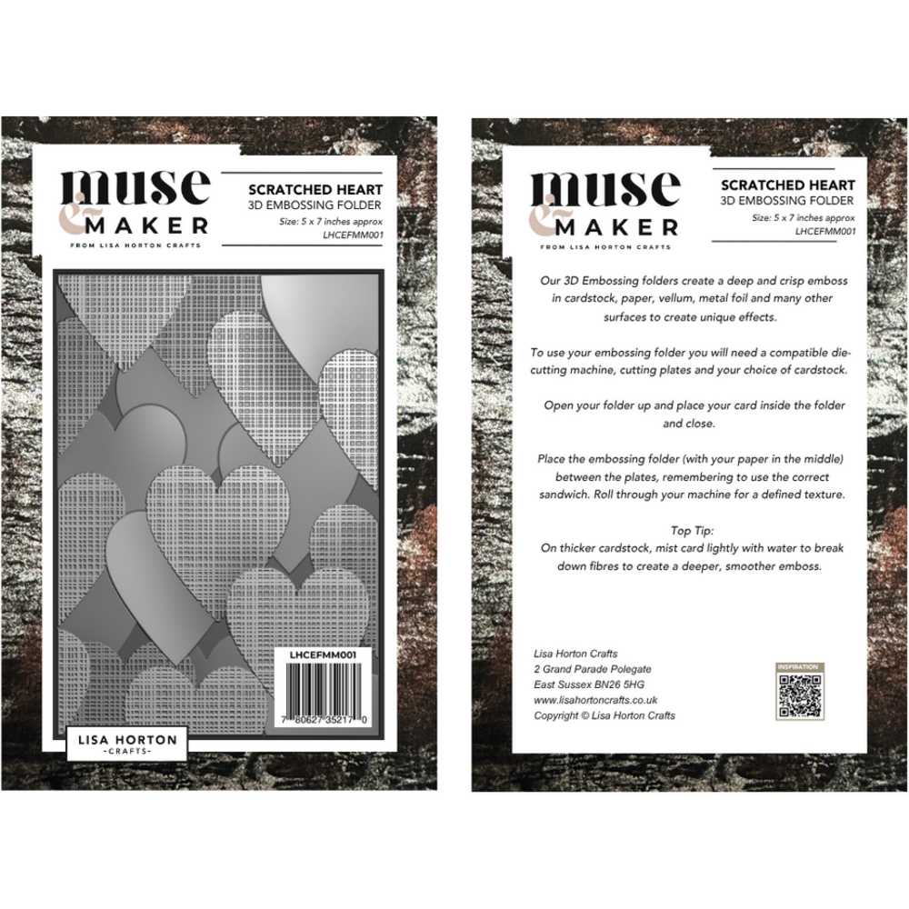 Lisa Horton Crafts Muse & Maker 5x7 Inch 3D Embossing Folder Scratched Heart (LHCEFMM001)