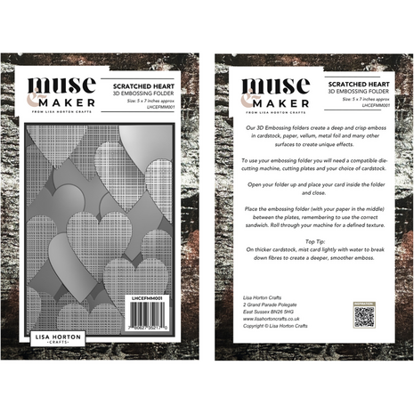 Lisa Horton Crafts Muse & Maker 5x7 Inch 3D Embossing Folder Scratched Heart (LHCEFMM001)