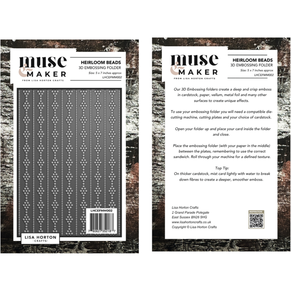 Lisa Horton Crafts Muse & Maker 5x7 Inch 3D Embossing Folder Heirloom Beads (LHCEFMM002)