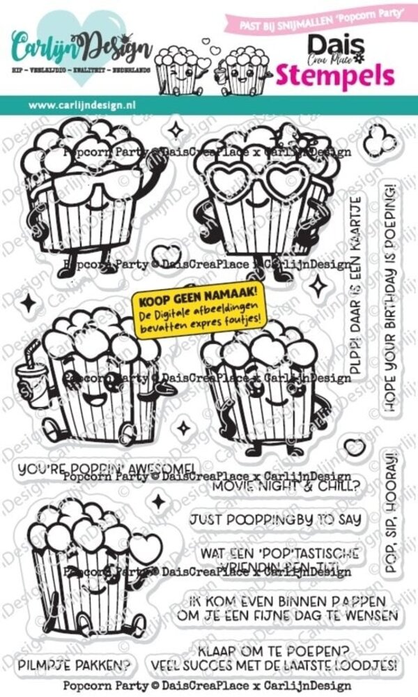 Carlijn Design Stempels Popcorn Party (CDST-0181)