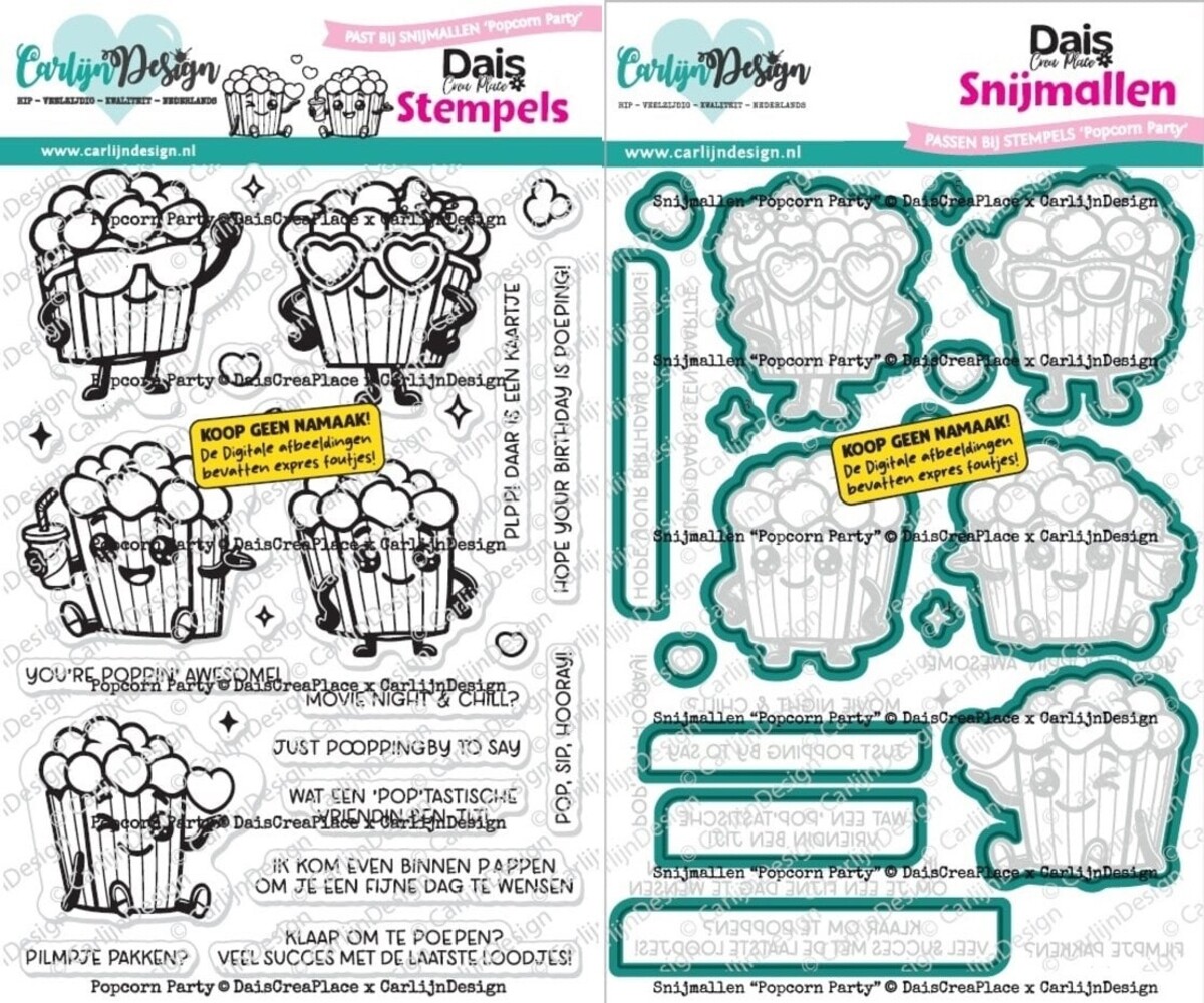 Carlijn Design Popcorn Party Stamp & Die DUO (CDST-0181/CDSN-0395)