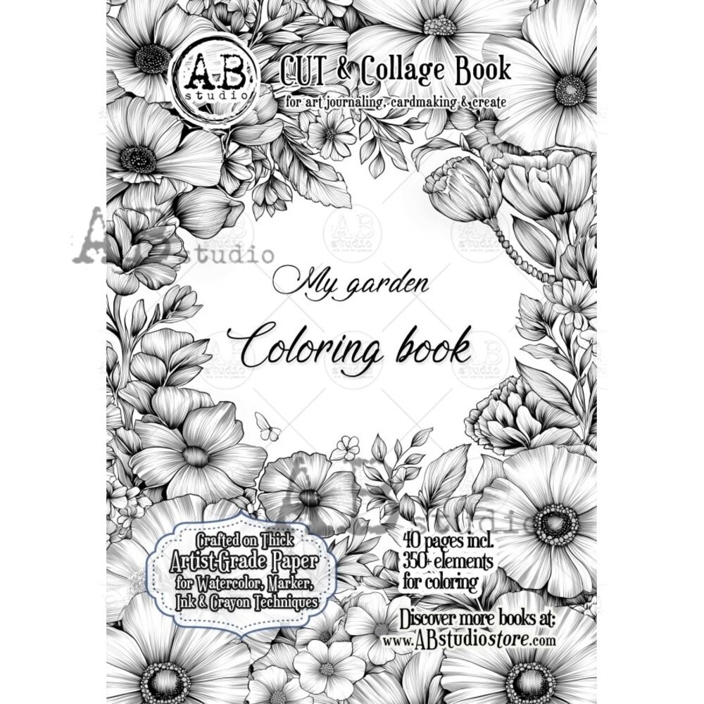 AB Studio My Garden A4 Cut & Collage Book for Coloring AB Studio My Garden A4 Cut & Collage Book for Coloring