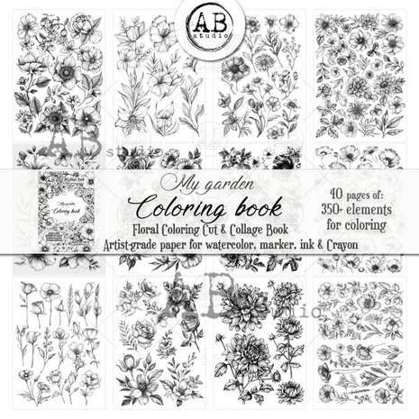 AB Studio My Garden A4 Cut & Collage Book for Coloring AB Studio My Garden A4 Cut & Collage Book for Coloring