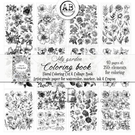 AB Studio My Garden A4 Cut & Collage Book for Coloring AB Studio My Garden A4 Cut & Collage Book for Coloring
