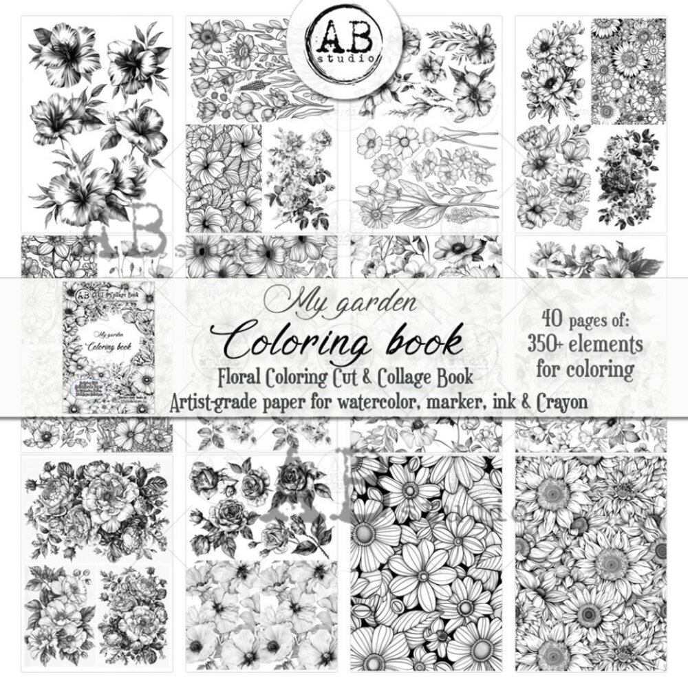 AB Studio My Garden A4 Cut & Collage Book for Coloring AB Studio My Garden A4 Cut & Collage Book for Coloring
