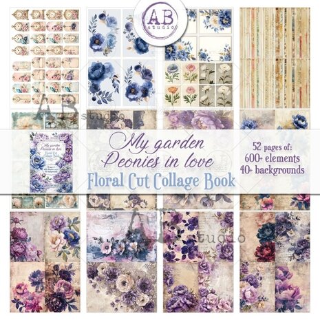 AB Studio My Garden Peonies in Love A4 Cut & Collage Book