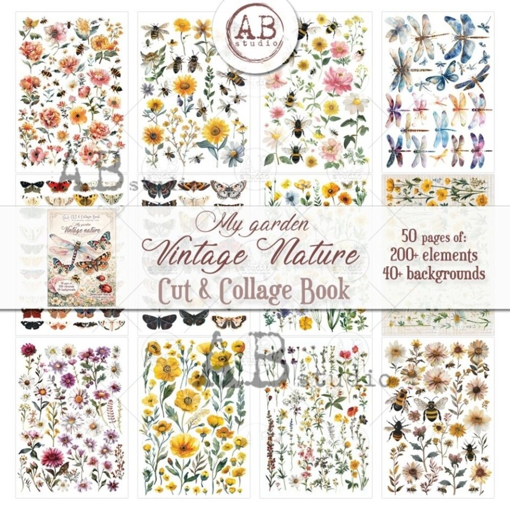 AB Studio My Garden Vintage Nature A4 Cut & Collage Book