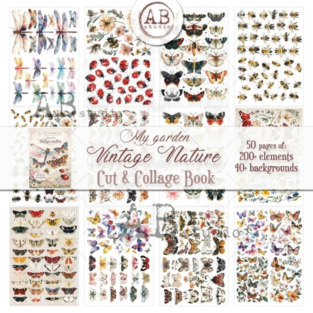 AB Studio My Garden Vintage Nature A4 Cut & Collage Book