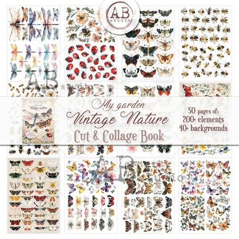 AB Studio My Garden Vintage Nature A4 Cut & Collage Book