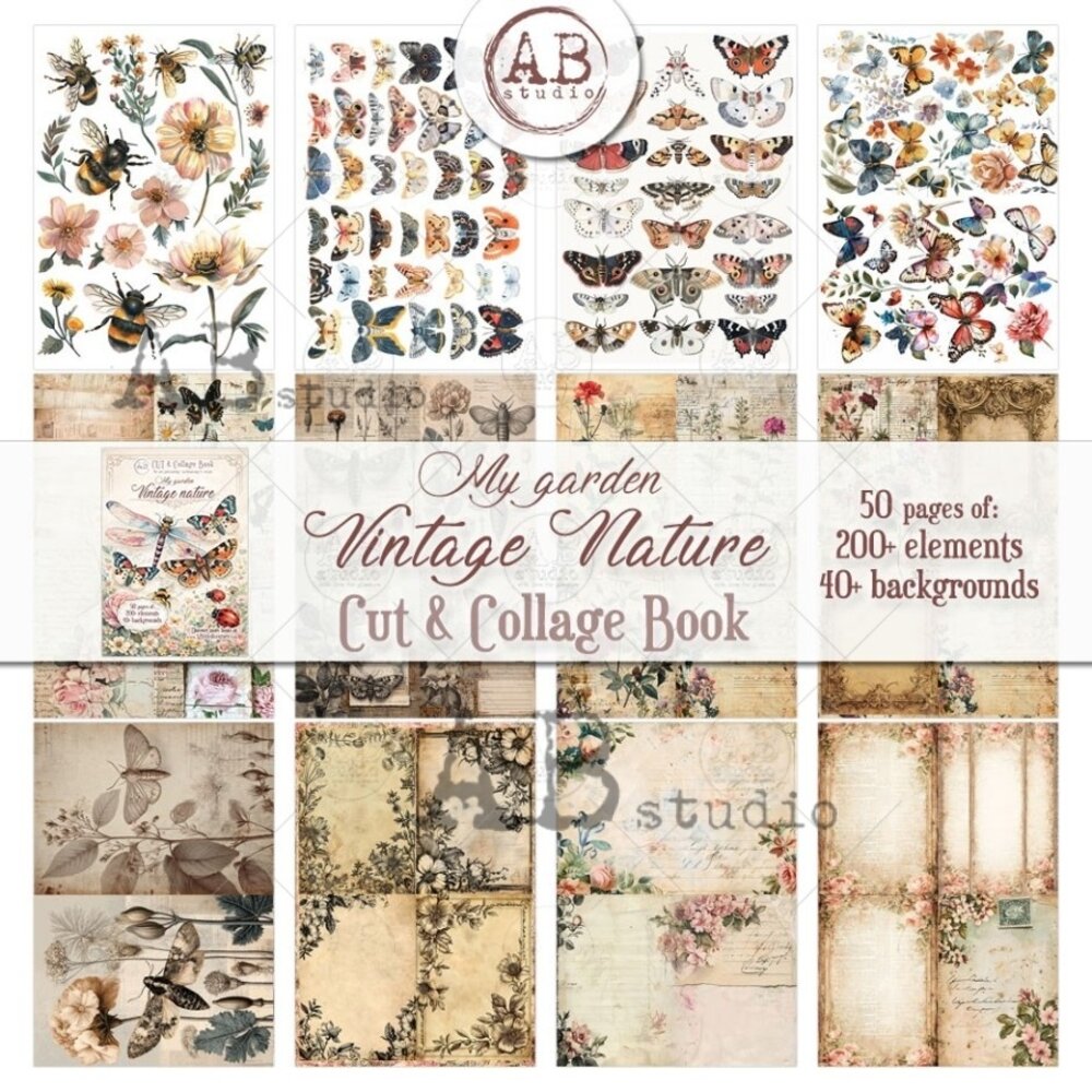 AB Studio My Garden Vintage Nature A4 Cut & Collage Book