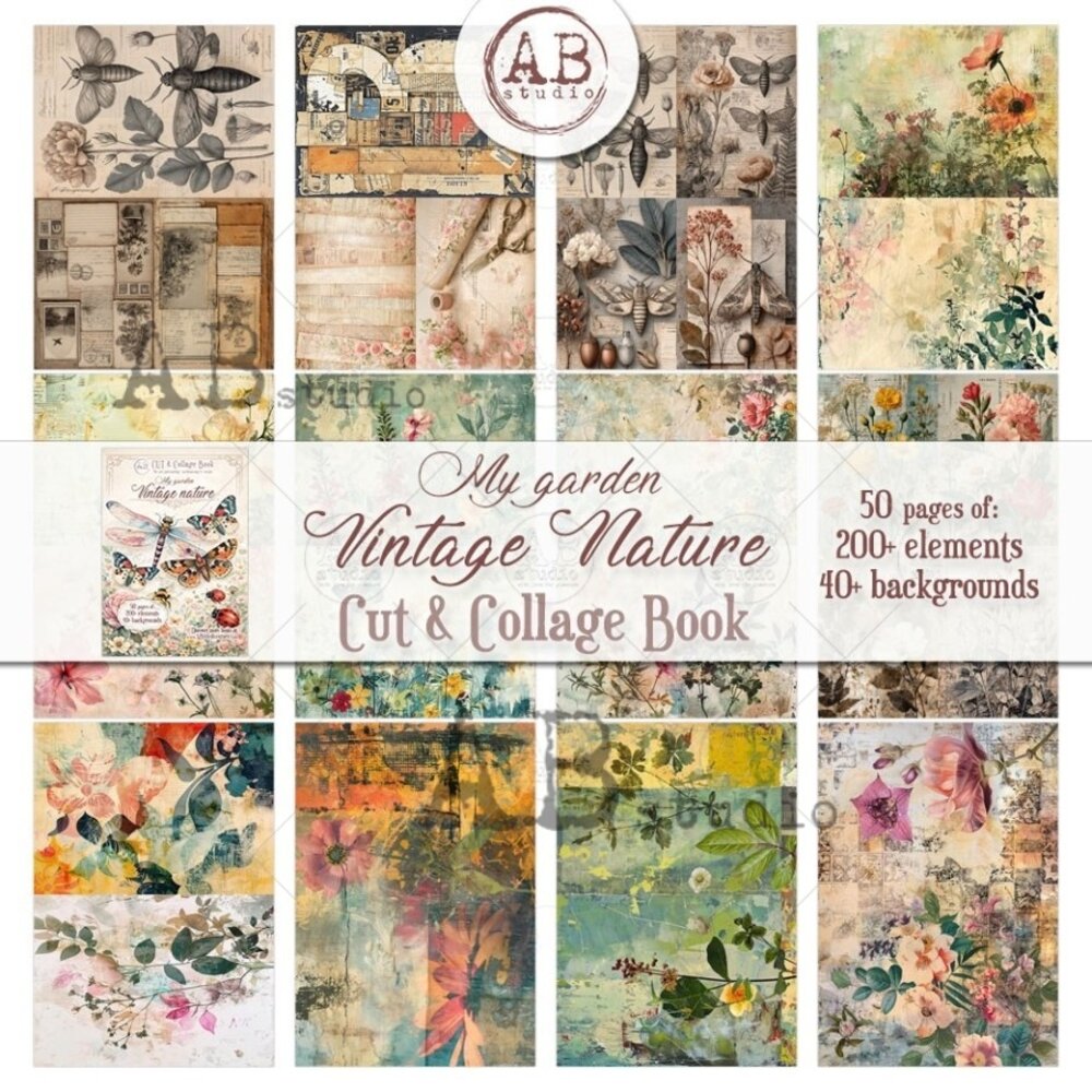 AB Studio My Garden Vintage Nature A4 Cut & Collage Book