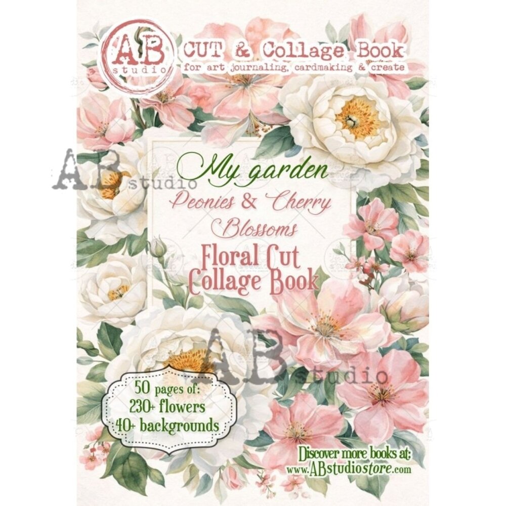 AB Studio My Garden Peonies & Cherry Blossoms A4 Cut & Collage Book