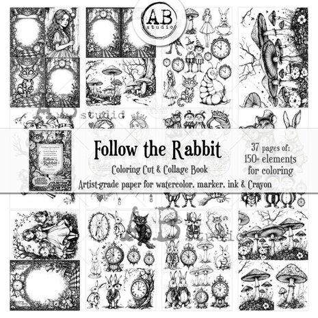 AB Studio Follow The Rabbit part 1 A4 Cut & Collage Book for Coloring AB Studio Follow The Rabbit part 1 A4 Cut & Collage Book for Coloring