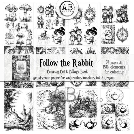 AB Studio Follow The Rabbit part 1 A4 Cut & Collage Book for Coloring AB Studio Follow The Rabbit part 1 A4 Cut & Collage Book for Coloring